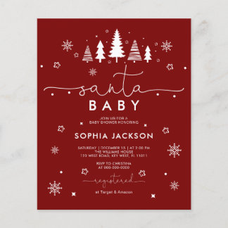Budget Minimalist Santa Baby Shower Invitation