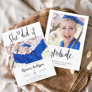Budget Minimalist She Did It Graduation Party