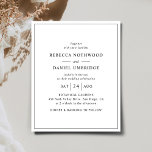 Budget Minimalist Simple Wedding Invitation<br><div class="desc">This elegant invitation from our B&W Minimalist Wedding collection features a simple design paired with a modern script font. Perfect for any season. To make advance changes,  select Personalise -> Edit using Design tool.</div>