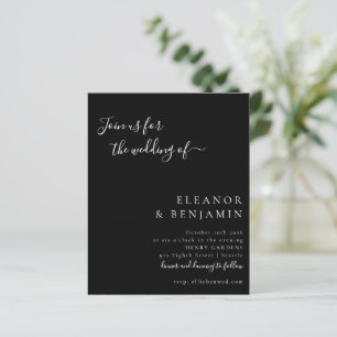 Budget Minimalist Solid Black Wedding Invitation