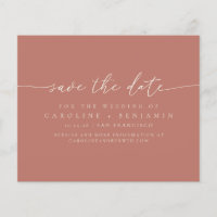 Budget Minimalist Terracotta Script Save The Date