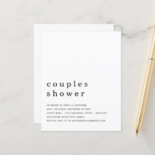 Budget Minimalist Text Couples Shower Invite