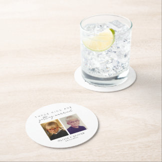 Budget, minimalist these kids are getting married round paper coaster