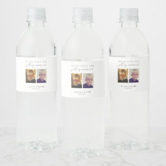 Budget, minimalist these kids are getting married water bottle label