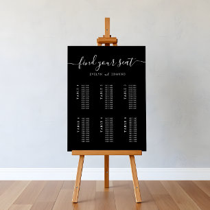 Budget Minimalist Wedding 6 Table Seating Chart