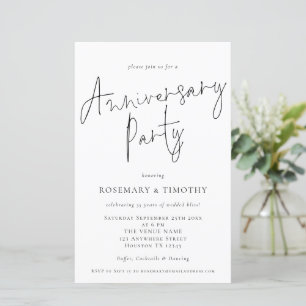 Budget Minimalist Wedding Anniversary Party Invite