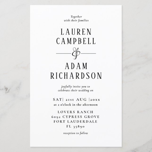 Budget Minimalist Wedding Invitation  (Front)