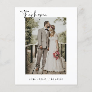 Budget Minimalist Wedding Photo  Thank You Card