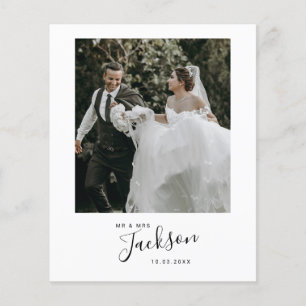 Budget Minimalist Wedding Photo Thank You Card