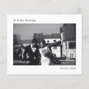 Budget Minimalist Wedding Photo Thank You Card