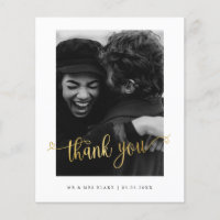 Budget Minimalist Wedding Photo Thank you Postcard