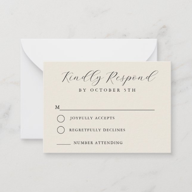 Budget Minimalist Wedding RSVP Card (Front)