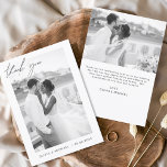 Budget Minimalist Wedding Thank You Cards<br><div class="desc">Celebrate love and gratitude with our Budget Wedding Thank You Cards, designed to complement your minimalist wedding celebration. These cards feature a personalised photo on both the front and back, capturing the cherished moments of your special day. The elegant, hand-lettered cursive script typography adds a touch of modern sophistication, creating...</div>