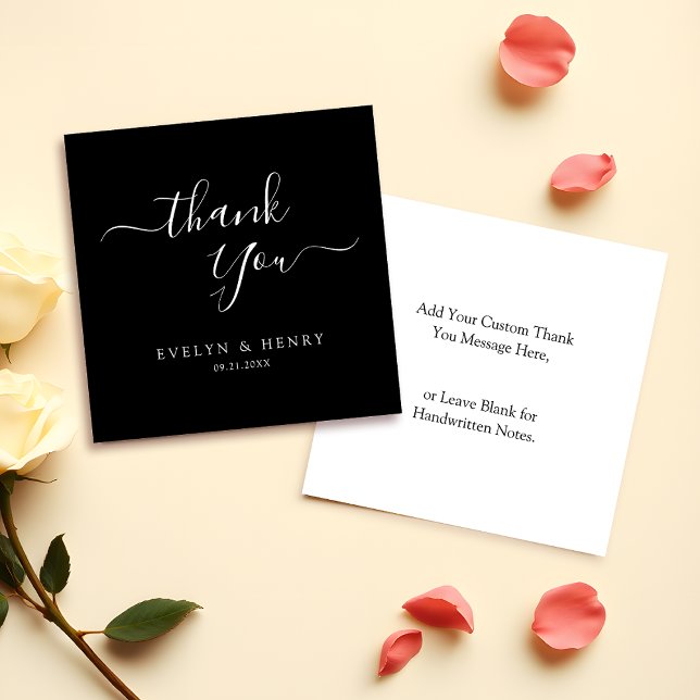 Budget Minimalist White Script Wedding Thank You Card (Creator Uploaded)