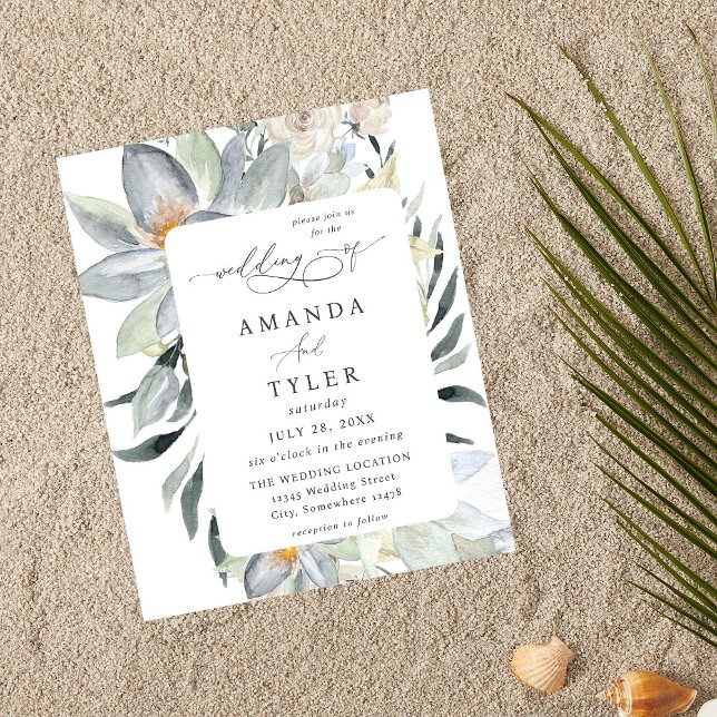 Budget Mint Greenery & White Floral Wedding Flyer (Creator Uploaded)