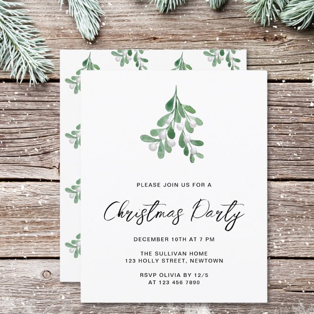 Budget Mistletoe Christmas Party Invitation (Creator Uploaded)