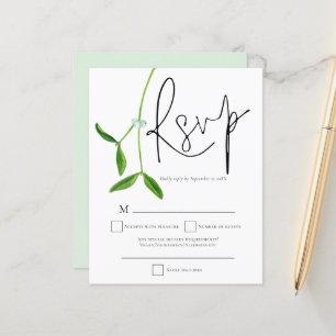Budget Mistletoe Script Christmas Wedding RSVP 