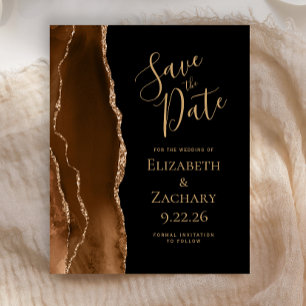 Budget Mocha Brown Gold Agate Black Save the Date