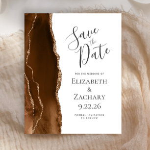Budget Mocha Brown Gold Agate Save the Date
