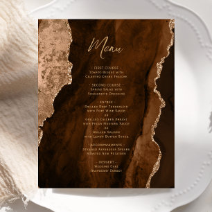 Budget Mocha Brown Gold Agate Wedding Menu