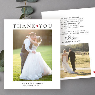 Budget modern 2 photos wedding thank you card