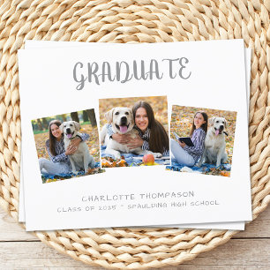 Budget Modern 3 Photo Graduation Invitation