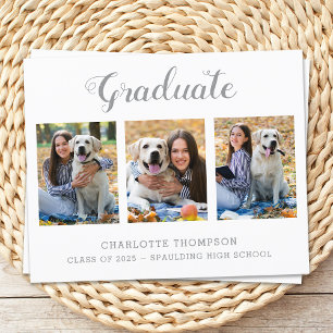 Budget Modern 3 Photo Graduation Invitation