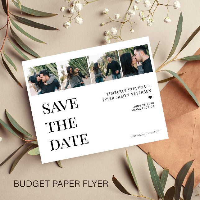 Budget modern 4 photo collage wedding save date flyer (Creator Uploaded)