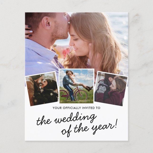 Budget Modern 4 Photo Wedding Invitation (Front)