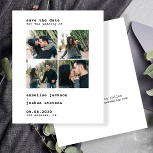 Budget modern 4 photos wedding save the date