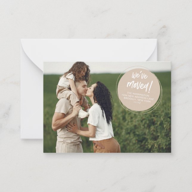 BUDGET Modern Abstract Circles Photo Moving Card (Front)