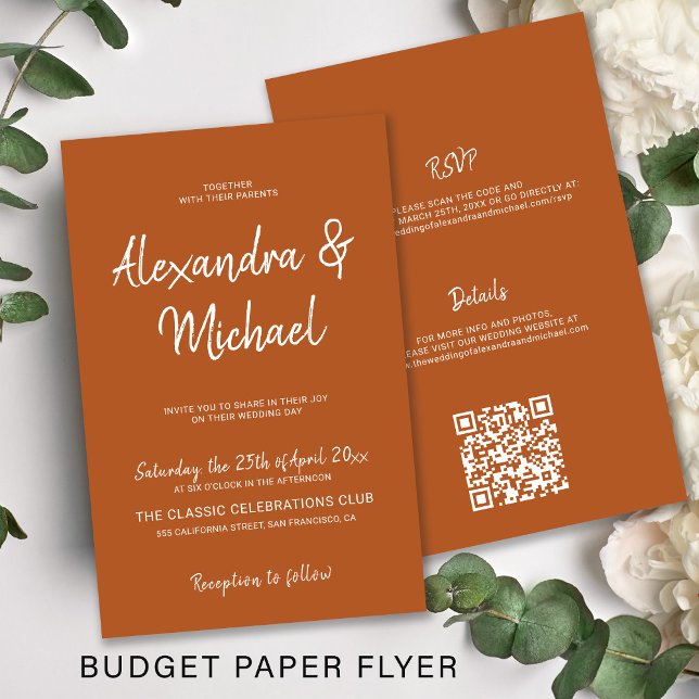 Budget modern all in one QR wedding invitation Flyer (Creator Uploaded)