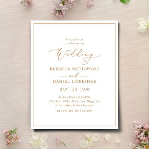 Budget Modern and Chic Gold Wedding Invitation
