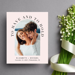 Budget Modern Arch Photo Pink Wedding Invitation