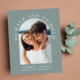 Budget Modern Arch Photo Sage Wedding Invitation