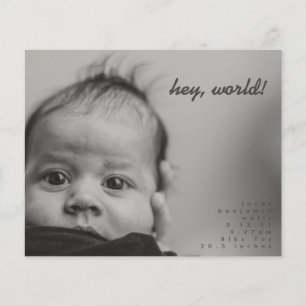 Budget Modern Baby Photo Birth Announcement