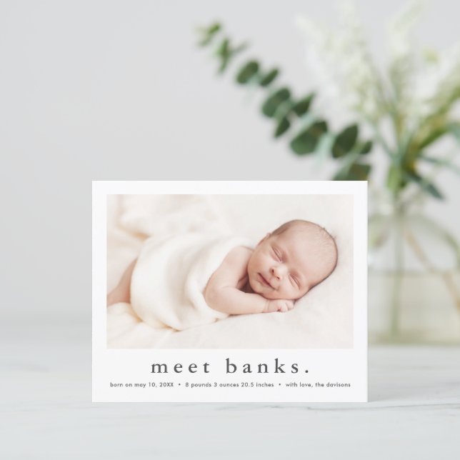 Budget Modern Baby Photo Birth Announcement  (Standing Front)