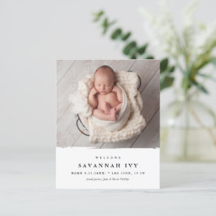 Budget Modern Baby Photo Birth Announcement