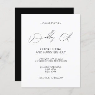 Budget Modern Black White Wedding Invitation