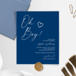 Budget Modern Blue Baby Shower Invitation