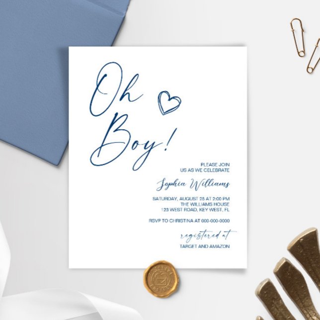 Budget Modern Blue Baby Shower Invitation (Creator Uploaded)