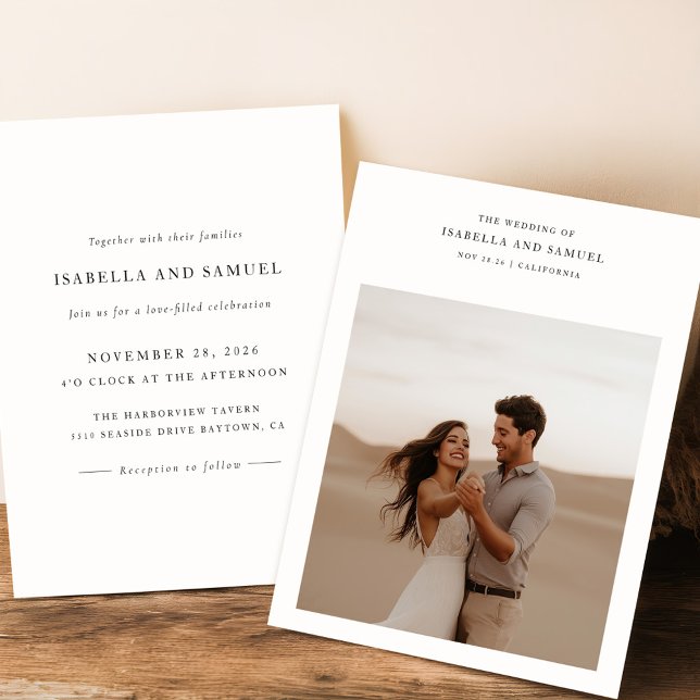 Budget Modern Boho 2 Photo Wedding Invitations (Creator Uploaded)