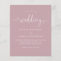 Budget Modern Boho Dusty Pink Photo Wedding Invite