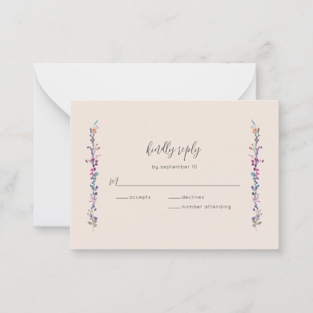 Budget Modern Boho Floral Wildflower RSVP Card (Front)