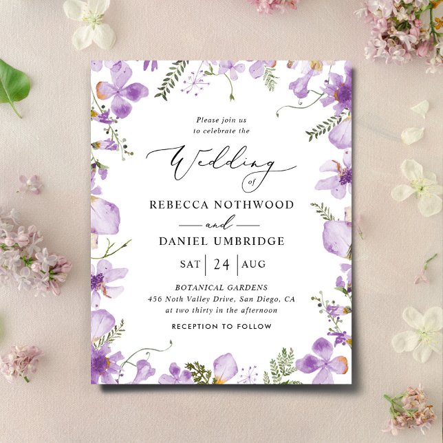 Budget Modern Boho Lavender Wedding Invitation (Creator Uploaded)