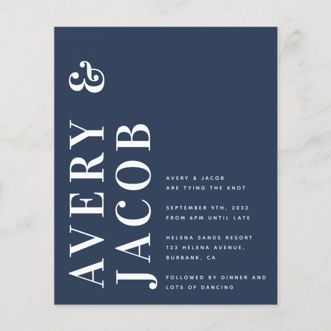 Budget Modern Bold Wedding Invitation (Front)