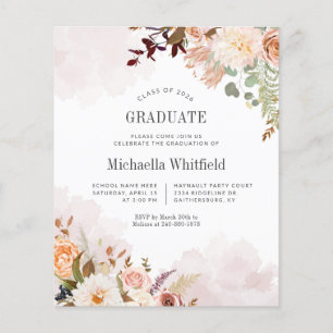 Budget Modern Botanical Chic Graduation Invitation