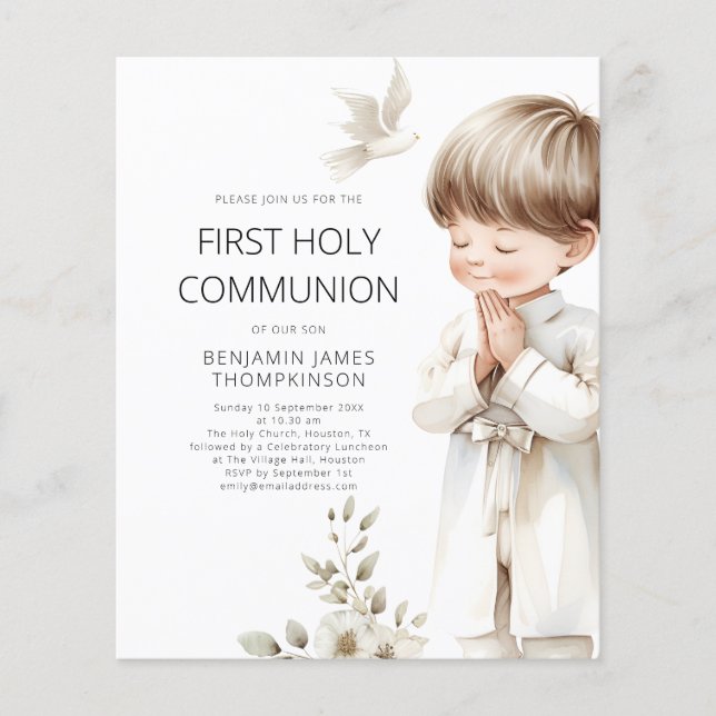 Budget Modern Boy Praying 1st Holy Communion (Front)
