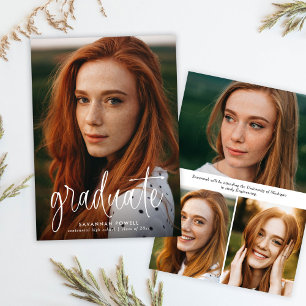 Budget Modern Calligraphy Simple Photo Graduation Announcement