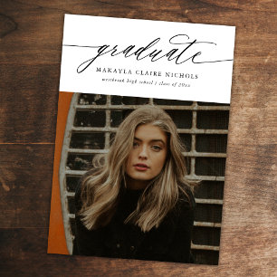 Budget Modern Calligraphy Two Photo Graduation Announcement